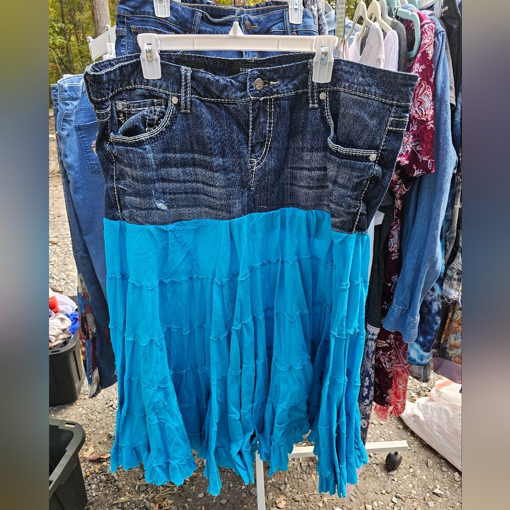 Blue Denim and Skirt Combo